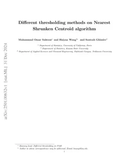 Different thresholding methods on Nearest Shrunken Centroid algorithm
