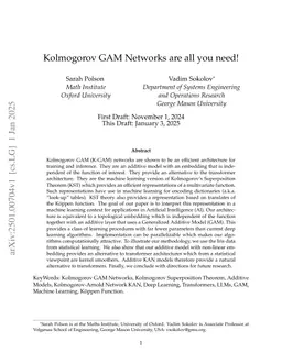 Kolmogorov GAM Networks are all you need!