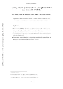Learning Physically Interpretable Atmospheric Models from Data with WSINDy