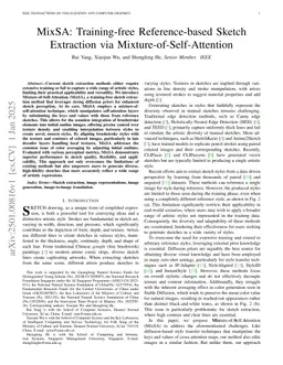 MixSA: Training-free Reference-based Sketch Extraction via Mixture-of-Self-Attention