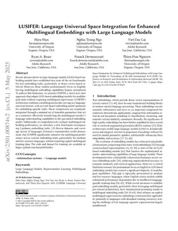 LUSIFER: Language Universal Space Integration for Enhanced Multilingual Embeddings with Large Language Models