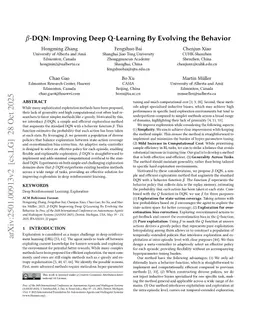 $β$-DQN: Improving Deep Q-Learning By Evolving the Behavior