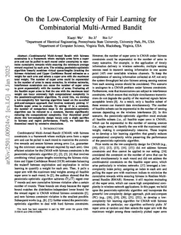 On the Low-Complexity of Fair Learning for Combinatorial Multi-Armed Bandit