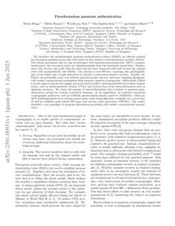 Pseudorandom quantum authentication