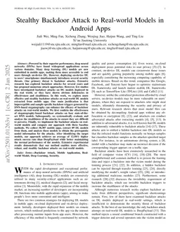 Stealthy Backdoor Attack to Real-world Models in Android Apps