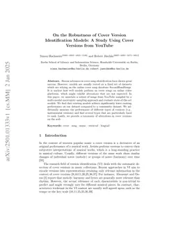 On the Robustness of Cover Version Identification Models: A Study Using Cover Versions from YouTube