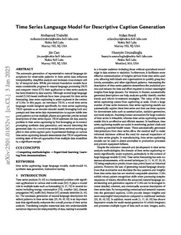 Time Series Language Model for Descriptive Caption Generation