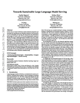 Towards Sustainable Large Language Model Serving
