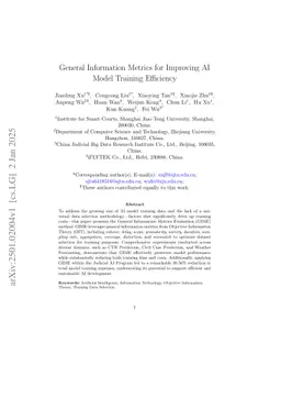 General Information Metrics for Improving AI Model Training Efficiency