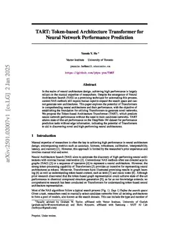 TART: Token-based Architecture Transformer for Neural Network Performance Prediction