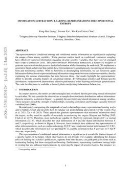 Information Subtraction: Learning Representations for Conditional Entropy