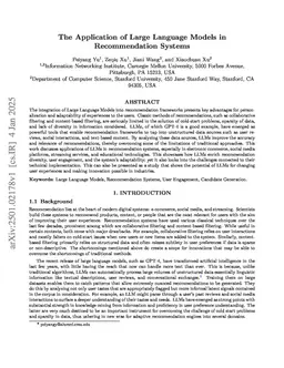The Application of Large Language Models in Recommendation Systems