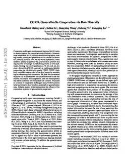 CORD: Generalizable Cooperation via Role Diversity