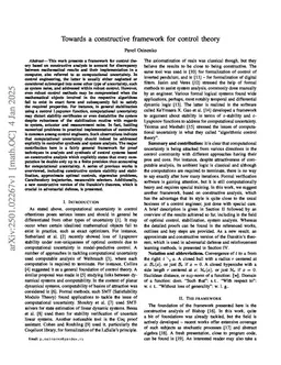 Towards a constructive framework for control theory