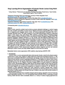 Deep Learning-Driven Segmentation of Ischemic Stroke Lesions Using Multi-Channel MRI