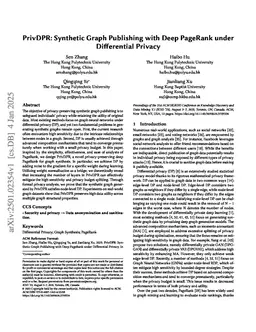 PrivDPR: Synthetic Graph Publishing with Deep PageRank under Differential Privacy