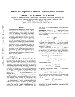 When is the Computation of a Feature Attribution Method Tractable?