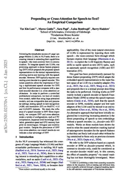 Prepending or Cross-Attention for Speech-to-Text? An Empirical Comparison