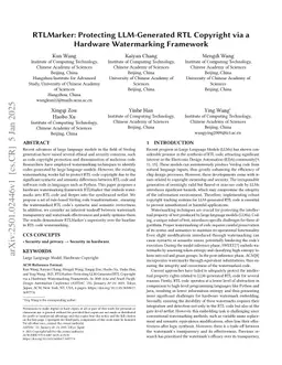 RTLMarker: Protecting LLM-Generated RTL Copyright via a Hardware Watermarking Framework