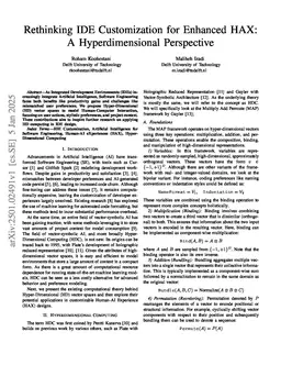Rethinking IDE Customization for Enhanced HAX: A Hyperdimensional Perspective