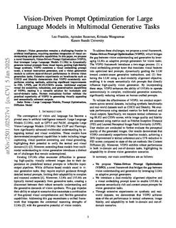 Vision-Driven Prompt Optimization for Large Language Models in Multimodal Generative Tasks