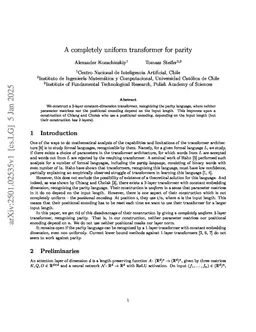 A completely uniform transformer for parity