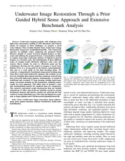 Underwater Image Restoration Through a Prior Guided Hybrid Sense Approach and Extensive Benchmark Analysis