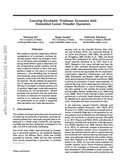 Learning Stochastic Nonlinear Dynamics with Embedded Latent Transfer Operators
