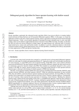 Orthogonal greedy algorithm for linear operator learning with shallow neural network