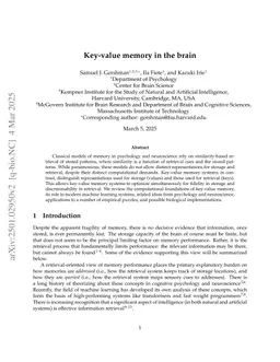 Key-value memory in the brain