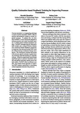 Quality Estimation based Feedback Training for Improving Pronoun Translation