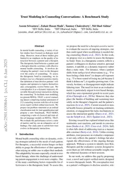 Trust Modeling in Counseling Conversations: A Benchmark Study