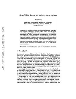 OpenTable data with multi-criteria ratings