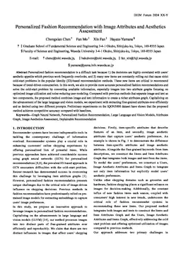 Personalized Fashion Recommendation with Image Attributes and Aesthetics Assessment