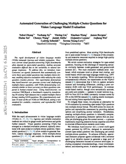 Automated Generation of Challenging Multiple-Choice Questions for Vision Language Model Evaluation