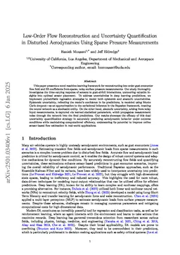 Low-Order Flow Reconstruction and Uncertainty Quantification in Disturbed Aerodynamics Using Sparse Pressure Measurements