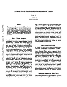 Neural Cellular Automata and Deep Equilibrium Models
