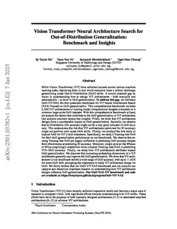 Vision Transformer Neural Architecture Search for Out-of-Distribution Generalization: Benchmark and Insights
