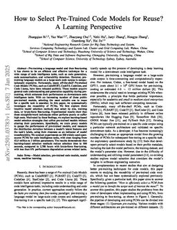 How to Select Pre-Trained Code Models for Reuse? A Learning Perspective