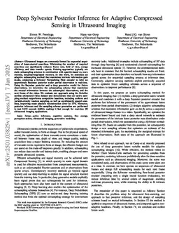 Deep Sylvester Posterior Inference for Adaptive Compressed Sensing in Ultrasound Imaging