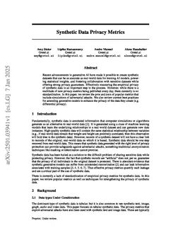 Synthetic Data Privacy Metrics