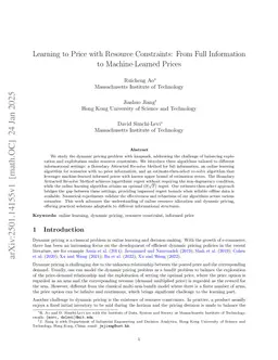 Learning to Price with Resource Constraints: From Full Information to Machine-Learned Prices