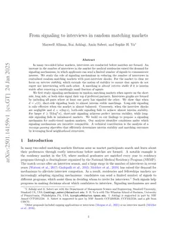 From signaling to interviews in random matching markets