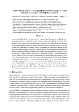 Surface Vision Mamba: Leveraging Bidirectional State Space Model for Efficient Spherical Manifold Representation