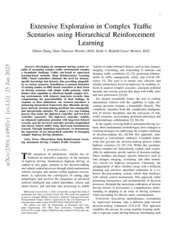 Extensive Exploration in Complex Traffic Scenarios using Hierarchical Reinforcement Learning