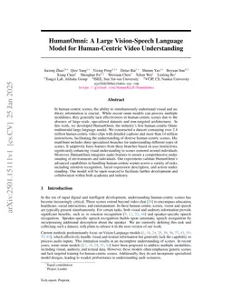 HumanOmni: A Large Vision-Speech Language Model for Human-Centric Video Understanding