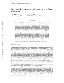 Scalable Decentralized Learning with Teleportation