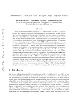 Decentralized Low-Rank Fine-Tuning of Large Language Models