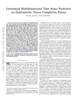 Guaranteed Multidimensional Time Series Prediction via Deterministic Tensor Completion Theory