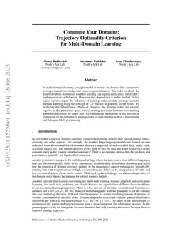 Commute Your Domains: Trajectory Optimality Criterion for Multi-Domain Learning